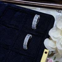 Gold-Plated 925 Silver Full Eternity Band with Single 0.8ct Emerald Cut Diamond-4*6mm moissanite ring  US size 7