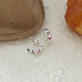 wholesale S925 Metal Korean Version Hengshi Colorful Stone Heart Earrings Women Small Luxury Fashion Geometric Circle Ear Clasp Earrings Trendy-0-4