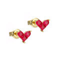 wholesale 925 Silver Gold-Plated Japanese Red Ruby Earrings for Women, Heart-shaped Earrings Direct from Manufacturer-0-1
