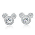 S925 Silver Mickey Mouse 05ct Moissanite Stud Earrings, New Classic Cute Fashion-0-3