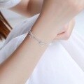wholesale S925 Silver Korean-style Fashion Women's Double-layer Star Bracelet with Beaded Star Design-0-2