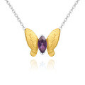 wholesale 925 Silver Designer Natural Gemstone Pendant Butterfly Shape Minimalist Design Natural Amethyst Necklace Pendant-0-0