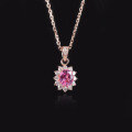 wholesale S925 sterling silver sunflower cultivated pink sapphire pendant 05ct-0-0
