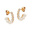 wholesale S925 Silver Plated 14K Gold French Minimalist Niche Design Pearl Earrings-0-0