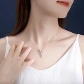 wholesale S925 Sterling Silver Singapore Mother-of-Pearl Long Butterfly Necklace, Minimalist Niche Design Trendy Elegant-0-3