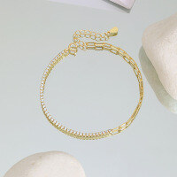 wholesale Silver Chain Bracelet With, Ins, , , , 。-L180L-Gold 925 Silver