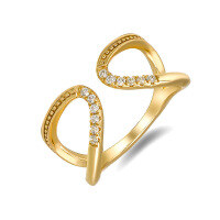 wholesale S925 Silver Plated 14K Gold Japanese Minimalist Niche Butterfly Hollow-Out Design White Zircon Ring-White zirconium ring Mido No. 5