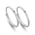 wholesale 999 Pure Silver Happiness Health Children Baby Bracelet Solid Silver Peace Bangle Infant Full Moon First Birthday Gift Engraving-0-4