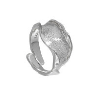 wholesale S925 Sterling Silver Original Niche Design Minimalist Irregular Textured Unisex Ring-Platinum [No. 14/Adjustable] Opening adjustable