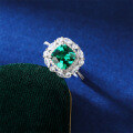 wholesale S925 Sterling Silver Heavy Vintage Halo Design Emerald Gemstone Ring Set with Zircon-0-3