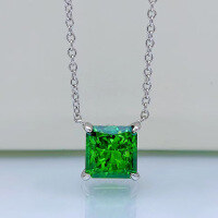 wholesale S925 Silver "Forest Heart" Necklace for Women with Emerald Green High-Carbon Square 8*8 Diamond Pendant, New Arrival from Mujing Jewelry-Blue 925 Silver