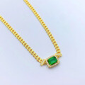 wholesale 925 Silver Adjustable Minimalist Necklace 40+3cm with Simulated Emerald 1ct Pendant, Mu Jing Jewelry New-0-2
