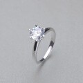 wholesale S925 Sterling Silver Classic 75mm Diamond-Inlaid Six-Prong Open Ring, Korean Fashion Ethereal Light Luxury Women's Band-0-0