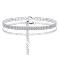 wholesale 925 Sterling Silver Cloud-Pattern Ankle Chain, Stackable Double Row Zircon Adjustable Anklet, Fashion Versatile Wholesale from Manufacturer-0-0