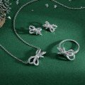 wholesale S925 Sterling Silver Cross-Border European and American Ring Necklace Earrings Set for Women, Exquisite Geometric Ice-Cut Zircon Wedding Style-0-3
