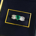wholesale 925 Sterling Silver Full Diamond Vintage Style Replica Emerald 7*7mm Heart-shaped Ring for Dropshipping by Zhuozhifang Live-0-2
