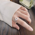 wholesale S925 Sterling Silver European and American Cross-Border Geometric Interlocking Zircon Inlaid Design Sense Light Luxury Openable Ring-0-3