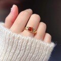 wholesale S925 Sterling Silver Red Elk Whole Body Vintage Original Niche Design Ring Women's Versatile Daily Ring Fashion French Style-0-4