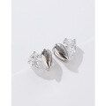 wholesale S925 Sterling Silver Minimalist Small Heart Zircon Stud Earrings for Women, Niche Design Elegant and Sophisticated Drop Earrings-0-1