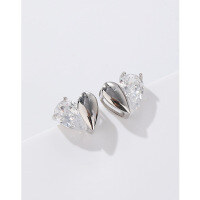 wholesale S925 Sterling Silver Minimalist Small Heart Zircon Stud Earrings for Women, Niche Design Elegant and Sophisticated Drop Earrings-Heart-shaped zircon earrings with plastic ear plugs>925 silver