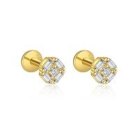wholesale S925 Sterling Silver Wholesale-E4760-Gold/Pair 925 Silver