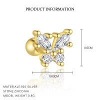 wholesale S925 Sterling Silver French-style Zircon Geometric Round Stud Earrings For Women, Small Batch Luxury Cross-border Design-E4657-Gold/Pair 925 Silver