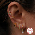 wholesale S925 Sterling Silver Floral Stud Earrings with CZ, Threaded Flat-Back for Cartilage and Helix-0-1