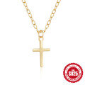 wholesale 925 Silver Hot-Selling Plain Cross Pendant Choker Necklace for Women,。-0-5