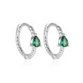 wholesale 925 Sterling Silver Micro-Inlaid Turquoise Emerald Zircon Teardrop Hoop Ear Clasp Fashion Geometric Minimalist Earrings-0-8
