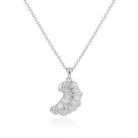 wholesale S925 Sterling Silver Textured Croissant Necklace for Women, Minimalist and Unique, with a Premium Feel-Platinum 925 silver