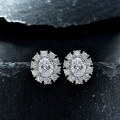 wholesale 925 Silver Jewelry New 2ct High Carbon Diamond Earrings for Women, High-End Ice Flower Cut Pink Oval 7*9-0-10