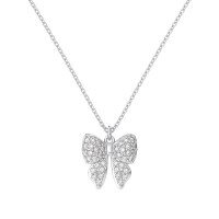 wholesale S925 Sterling Silver Light Luxury High-End Women's Necklace with Cross Bow Heart Möbius Pendant Choker-White gold DY190934-SW-WH 925 silver