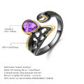 wholesale 925 Silver Designer Gemstone Inlaid Open Ring, Vintage Style High-End Amethyst Ring-0-4