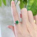 wholesale S925 Silver New Design High-Carbon Emerald Green Diamond Ring, Elegant and Skin-Brightening Ring-0-3