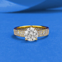 wholesale Metal material first - ZHUOZHIFAN Jewelry New Style Simulated Diamond Ring 70mm Round Classic White Diamond Wedding Ring Set for Women-R1488 Gold and White Diamond Ring  Size 8