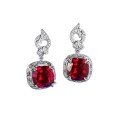 wholesale Metal: 925 Silver Zhuozhifang Jewelry New 10*10 Red Zircon Wide Square Earrings for Women, Light Luxury Retro Design, Live Cross-Border-0-4