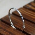wholesale 925 Sterling Silver Handmade Tai Chi Bagua Fish Bracelet for Women, Vintage Thai Silver Ethnic Bohemian Distressed Artistic Bangle-0-2