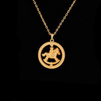 Sterling Silver Rotating Sunflower Compass Pendant with Sand Gold and Diamond Inlay-S925 Sterling Silver Rotating Compass YD2-0285BJ 925 Silver