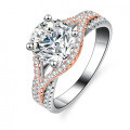 Two-Tone Gold Silver Moissanite Ring for Women-0-2