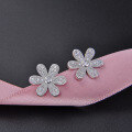 wholesale S925 Sterling Silver Zircon Cross-Border Minimalist Style Women's Fashion Earrings, Floral Diamond-Studded Earrings for Women-0-5