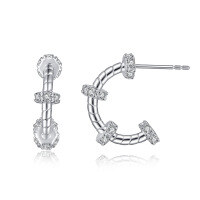 wholesale 925 Sterling Silver Cross Earrings for Women, High-Quality Luxury Hoop Earrings with a High-End Brand Feel, Ins Style-Platinum 925 silver