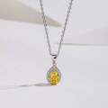 wholesale S925 Sterling Silver with Icy Cut Teardrop Shape High Carbon Diamond Pendant in Light Pink and Yellow Diamond Choker Necklace for Women-0-3