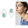 wholesale 925 Silver Designer High-End Gemstone Earrings, Geometric Minimalist Style Green Agate Stud Ear Drops-0-4