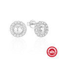 wholesale 925 Sterling Silver New Classic Minimalist Round C-Shape Diamond Stud Earrings, Korean Style-0-8