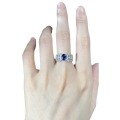 wholesale S925 Sterling Silver ZHUO ZHI FAN 5*7 Royal Blue High-End Cross-BorderIns Style Stackable Ring Live-0-4