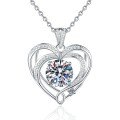Sterling Silver 3-Carat Moissanite Heart Pendant Necklace, Valentine's Gift-0-3