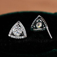 S925 Silver Moissanite Geometric Triangle Earrings-50 points (zircon)  925 silver