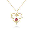 wholesale 18K gold jewelry wholesale source heart-shaped luxurious ruby full-cut diamond necklace-0-4