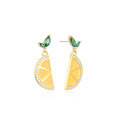 wholesale S925 Sterling Silver Diamond-Encrusted Lemon Slice Earrings for Women, Sweet and Fresh Style-0-4
