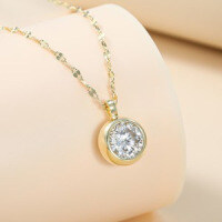 S925 Sterling Silver Fashionable Minimalist Moissanite Pendant Necklace-S925 sterling silver, 14K gold, and 2-carat moissanite.